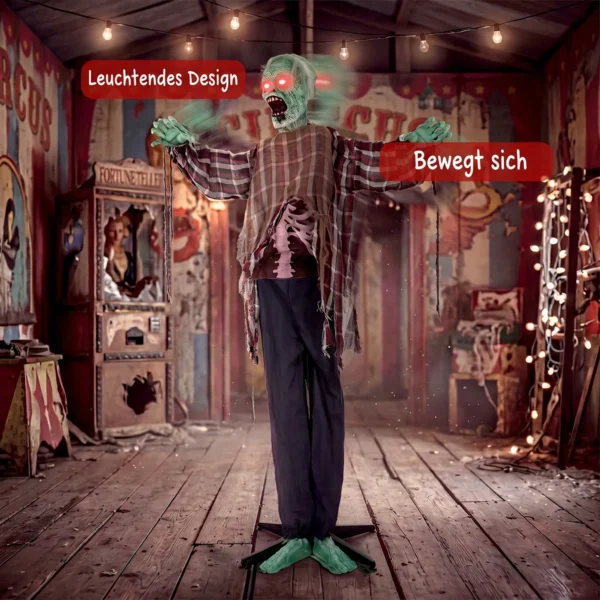 Levensgrote Geanimeerde Halloween Zombie, 170 Cm, Met Geluids En Aanraakactivatie, Griezelige Decoratie