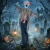 Levensgrote Geanimeerde Halloween Zombie, 170 Cm, Met Geluids En Aanraakactivatie, Griezelige Decoratie