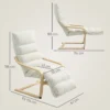 Loungefauteuil Van Berkenhout, Gestoffeerde Fauteuil Met Verstelbare Voetensteun, Moderne Leunstoel, Crèmewit