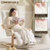 Loungefauteuil Van Berkenhout, Gestoffeerde Fauteuil Met Verstelbare Voetensteun, Moderne Leunstoel, Crèmewit