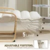 Loungefauteuil Van Berkenhout, Gestoffeerde Fauteuil Met Verstelbare Voetensteun, Moderne Leunstoel, Crèmewit