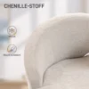 Loungestoel Met Chenille look, Schuine Rugleuning, Gouden Stalen Poten Voor Woonkamer, Roomwit