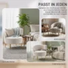Loungestoel Met Chenille look, Schuine Rugleuning, Gouden Stalen Poten Voor Woonkamer, Roomwit