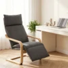 Loungestoel Voor Woonkamer Met Voetensteun, Modern Schommelstoel Met Schommelfunctie In Donkergrijze Linnenlook