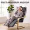 Loungestoel Voor Woonkamer Met Voetensteun, Modern Schommelstoel Met Schommelfunctie In Donkergrijze Linnenlook