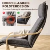 Loungestoel Voor Woonkamer Met Voetensteun, Modern Schommelstoel Met Schommelfunctie In Donkergrijze Linnenlook
