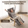 Loungestoel Voor Woonkamer Met Voetensteun, Modern Schommelstoel Met Schommelfunctie In Donkergrijze Linnenlook
