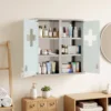 Medizinschrank, Abschließbarer Medikamentenschrank Mit 2 Schlüsseln, Glastür Und 6 Regalen, 48 X 46 X 12 Cm, Silber