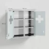 Medizinschrank, Abschließbarer Medikamentenschrank Mit 2 Schlüsseln, Glastür Und 6 Regalen, 48 X 46 X 12 Cm, Silber