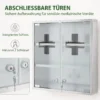 Medizinschrank, Abschließbarer Medikamentenschrank Mit 2 Schlüsseln, Glastür Und 6 Regalen, 48 X 46 X 12 Cm, Silber