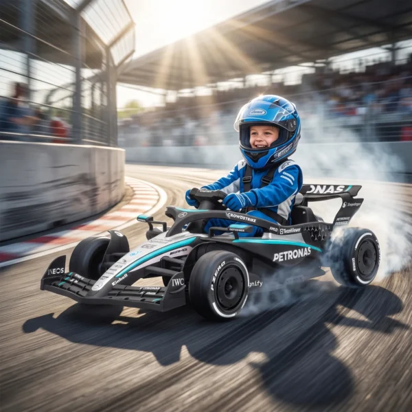 Mercedes AMG PETRONAS F1 12 V Elektro Go Kart Für Kinder Gokart Mit Lithium Akku 2 Motoren Sanftanlauf