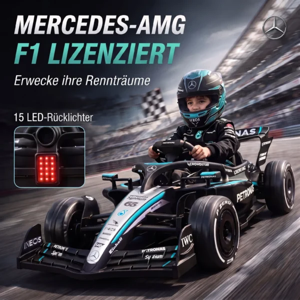 Mercedes AMG PETRONAS F1 12 V Elektro Go Kart Für Kinder Gokart Mit Lithium Akku 2 Motoren Sanftanlauf