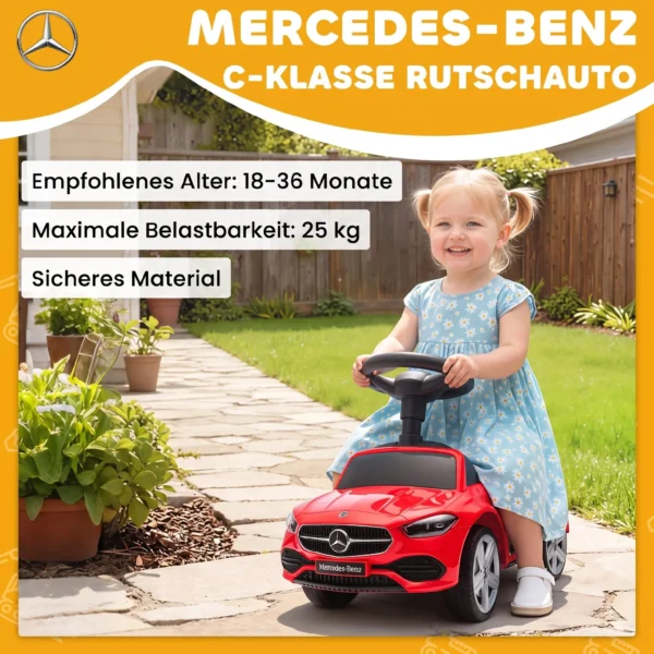 Mercedes Benz C Class Rutschauto Mit Hupe, Motorgeräuschen, Stauraum, Für Kinder 18 36 Monate, Rot