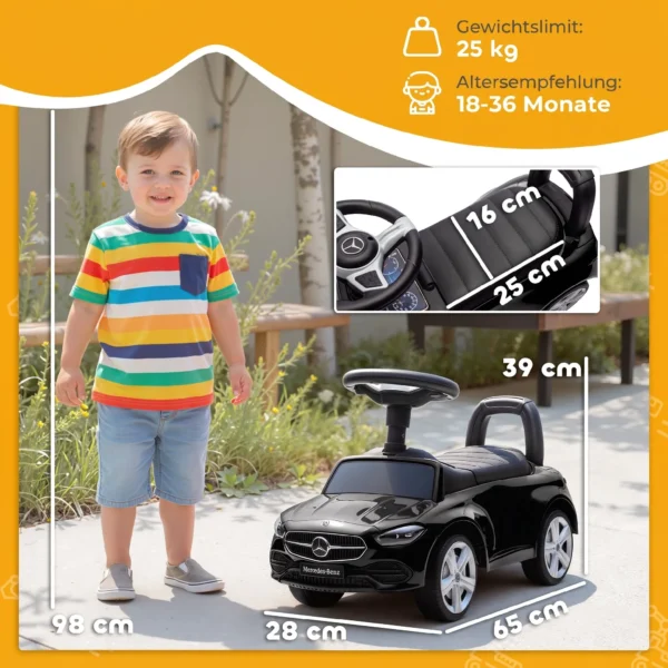 Mercedes Benz C Class Rutschauto Mit Hupe, Motorgeräuschen, Stauraum, Für Kinder 18 36 Monate, Schwarz