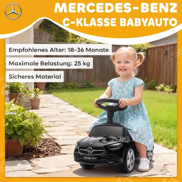 Mercedes Benz C Class Rutschauto Mit Hupe, Motorgeräuschen, Stauraum, Für Kinder 18 36 Monate, Schwarz