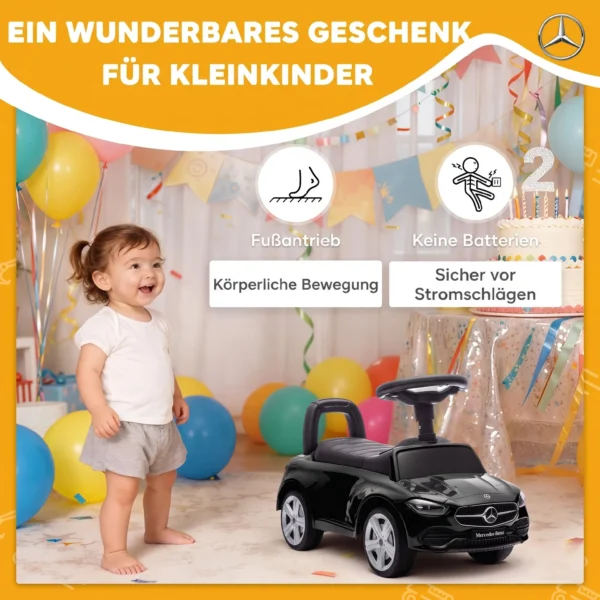 Mercedes Benz C Class Rutschauto Mit Hupe, Motorgeräuschen, Stauraum, Für Kinder 18 36 Monate, Schwarz