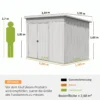 Metall Gerätehaus 2,68 M², Abschließbar Geräteschuppen Mit 3 Türen Lüftung Pultdach Handschuhen