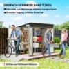 Metall Gerätehaus 2,68 M², Abschließbar Geräteschuppen Mit 3 Türen Lüftung Pultdach Handschuhen