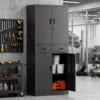 Metallschrank 180 Cm, Werkzeugschrank Mit Abschließbaren Türen, Schublade Und Verstellbaren Böden, Schwarz