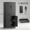 Metallschrank 180 Cm, Werkzeugschrank Mit Abschließbaren Türen, Schublade Und Verstellbaren Böden, Schwarz