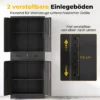 Metallschrank 180 Cm, Werkzeugschrank Mit Abschließbaren Türen, Schublade Und Verstellbaren Böden, Schwarz
