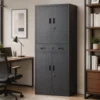 Metallschrank 180 Cm, Werkzeugschrank Mit Abschließbaren Türen, Schublade Und Verstellbaren Böden, Schwarz