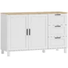 Modern Dressoir Met Soft close Deuren, Koffiebar Kast Met 3 Lades En Verstelbare Plank, Wit