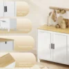 Modern Dressoir Met Soft close Deuren, Koffiebar Kast Met 3 Lades En Verstelbare Plank, Wit