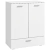 Modernes Sideboard, Freistehender Aufbewahrungsschrank Mit Schublade Und Verstellbarem Einlegeboden, Weiß