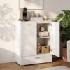 Modernes Sideboard, Freistehender Aufbewahrungsschrank Mit Schublade Und Verstellbarem Einlegeboden, Weiß