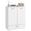 Modernes Sideboard, Freistehender Aufbewahrungsschrank Mit Schublade Und Verstellbarem Einlegeboden, Weiß