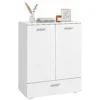 Modernes Sideboard, Freistehender Aufbewahrungsschrank Mit Schublade Und Verstellbarem Einlegeboden, Weiß