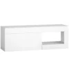 Modernes TV Lowboard Fürs Wohnzimmer Mit 2 Türen, Offenem Fach Und Griffen, Für TVs Bis 60 Zoll, 140 X 40 X 48 Cm, Weiß