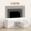 Modernes TV Lowboard Fürs Wohnzimmer Mit 2 Türen, Offenem Fach Und Griffen, Für TVs Bis 60 Zoll, 140 X 40 X 48 Cm, Weiß