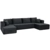 Modulair U bank Met 2 Chaise Longues, Cord slaapbank Met Hoogdicht Schuim En Veerpolstering, Donkergrijs