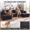 Modulair U bank Met 2 Chaise Longues, Cord slaapbank Met Hoogdicht Schuim En Veerpolstering, Donkergrijs