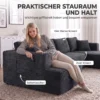 Modulair U bank Met 2 Chaise Longues, Cord slaapbank Met Hoogdicht Schuim En Veerpolstering, Donkergrijs