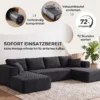 Modulair U bank Met 2 Chaise Longues, Cord slaapbank Met Hoogdicht Schuim En Veerpolstering, Donkergrijs