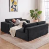 Modulair U bank Met 2 Chaise Longues, Cord slaapbank Met Hoogdicht Schuim En Veerpolstering, Donkergrijs