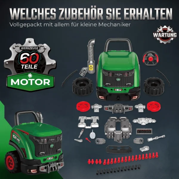 Motorspielzeug Kinder 60 teilig Autoreparaturset Mit Abnehmbaren Teilen, Lichtern Sprühnebel Geräuschen, Lenkrad