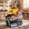 Motorspielzeug Kinder 68 teilig Bagger Autoreparaturset Mit Lichtern & Sound Nebelfunktion Geräuschen, Lenkrad Hupe Gelb