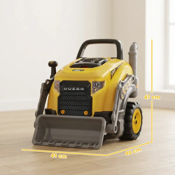 Motorspielzeug Kinder 68 teilig Bagger Autoreparaturset Mit Lichtern & Sound Nebelfunktion Geräuschen, Lenkrad Hupe Gelb