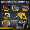 Motorspielzeug Kinder 68 teilig Bagger Autoreparaturset Mit Lichtern & Sound Nebelfunktion Geräuschen, Lenkrad Hupe Gelb