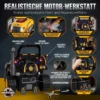 Motorspielzeug Kinder 68 teilig Bagger Autoreparaturset Mit Lichtern & Sound Nebelfunktion Geräuschen, Lenkrad Hupe Gelb