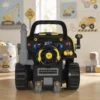Motorspielzeug Kinder 68 teilig Bagger Autoreparaturset Mit Lichtern & Sound Nebelfunktion Geräuschen, Lenkrad Hupe Gelb