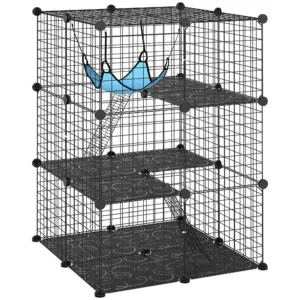 Ndoor Katzenkäfig 105 Cm, Stahl Katzengehege Mit 3 Türen, DIY anpassbares Design Für Kätzchen Unter 4kg
