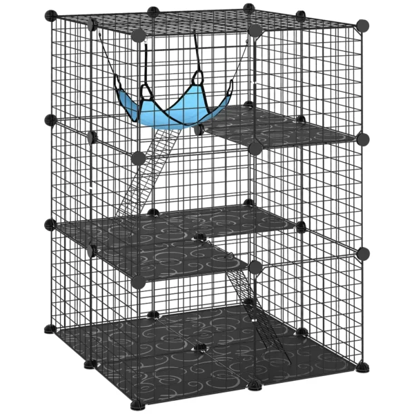 Ndoor Katzenkäfig 105 Cm, Stahl Katzengehege Mit 3 Türen, DIY anpassbares Design Für Kätzchen Unter 4kg