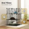 Ndoor Katzenkäfig 105 Cm, Stahl Katzengehege Mit 3 Türen, DIY anpassbares Design Für Kätzchen Unter 4kg