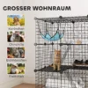 Ndoor Katzenkäfig 105 Cm, Stahl Katzengehege Mit 3 Türen, DIY anpassbares Design Für Kätzchen Unter 4kg