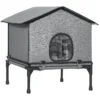 Opvouwbaar Kattenhuis Met Kussen, Verhoogde Waterafstotende Kattenhol 62 X 58,5 X 60 Cm, Grijs